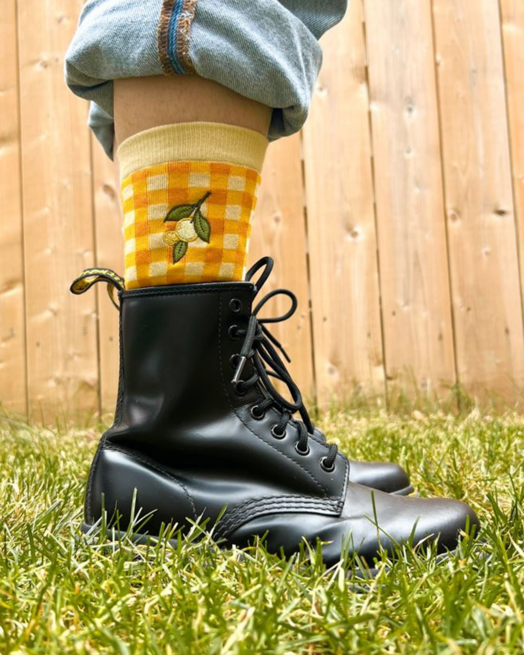 Clementine Gingham Socks | Embroidered