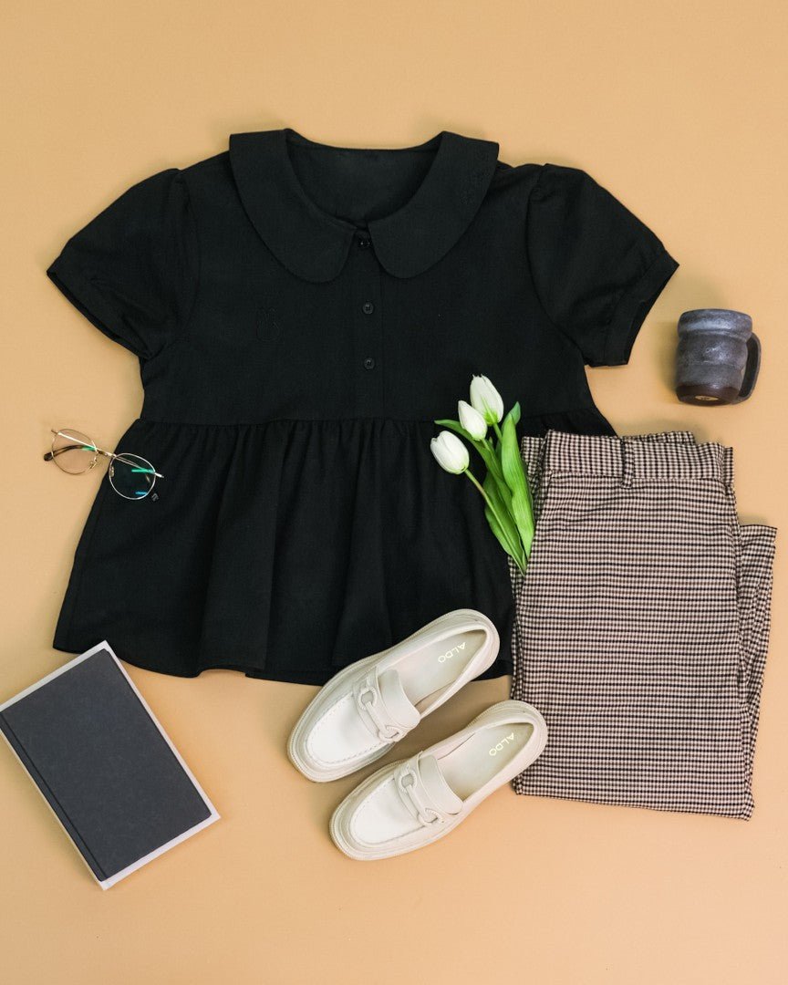 Miffy | Black Peplum Blouse - carmico