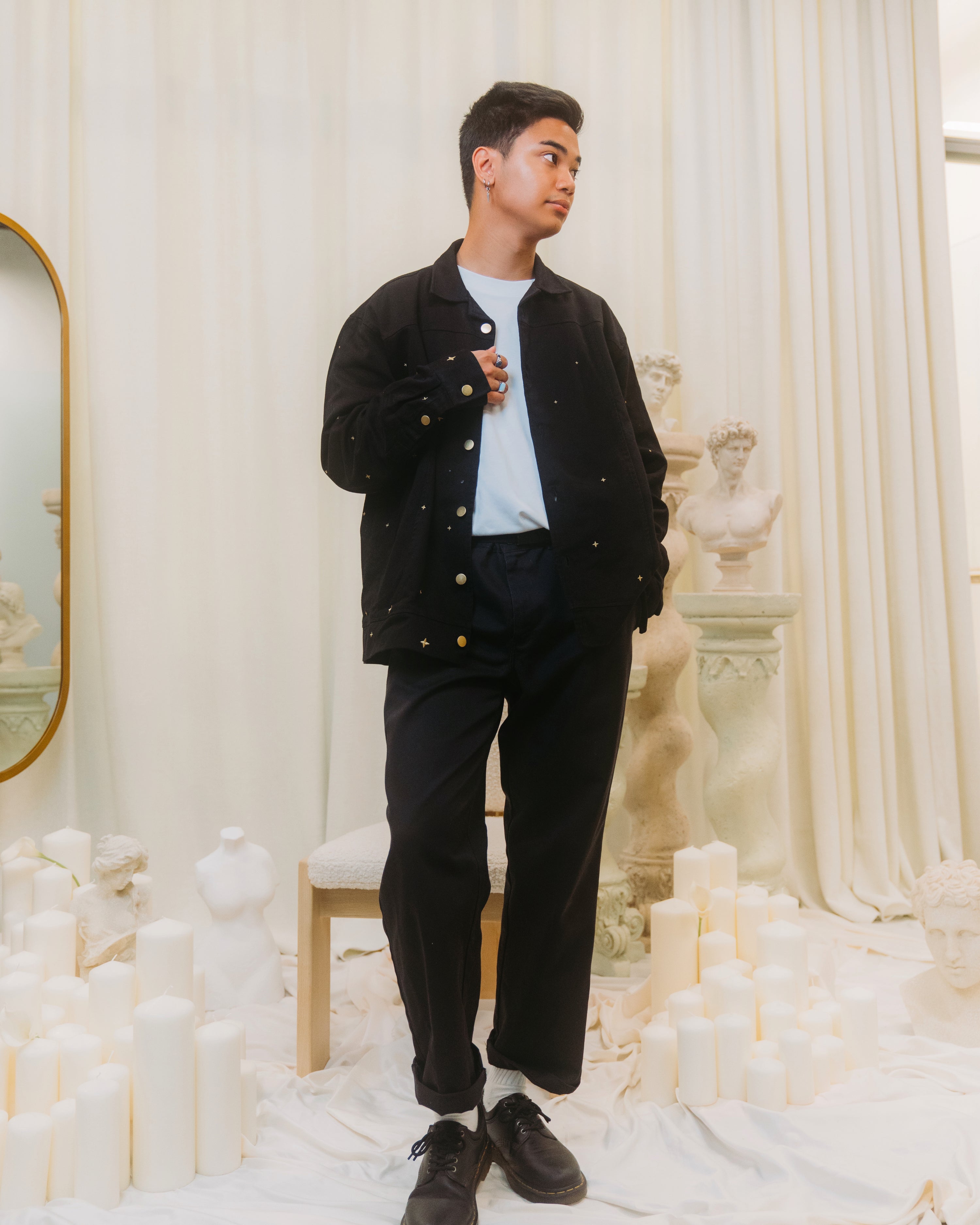 Man wearing nightbloom jacket.